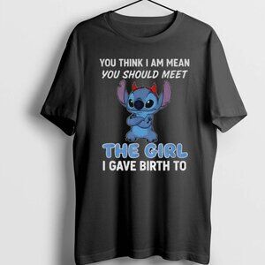 Official Stitch Devil You Think I’m Mean Meet My Daughter Funny Retro T-Shirt 90